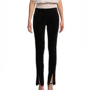 Ramy Brook Miriam Black Velvet Pants Size 2 High Rise Slim Leg Luxe Stretch